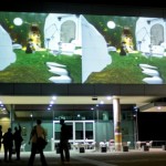 live feed projection of 'terra.mellifera' outside 'the block'